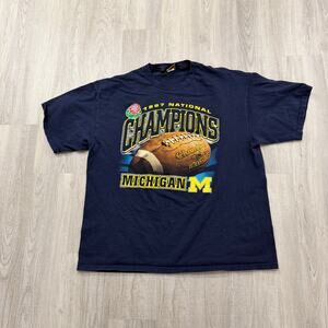 Vintage 1997 Michigan Wolverines National Champions Shirt Men's 2XL Blue 90s